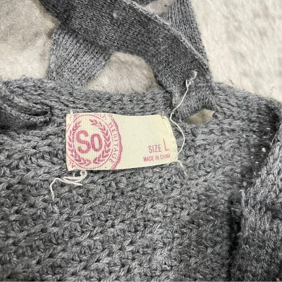 SO Grey Lace Up Knit Sweater - Picture 5 of 10